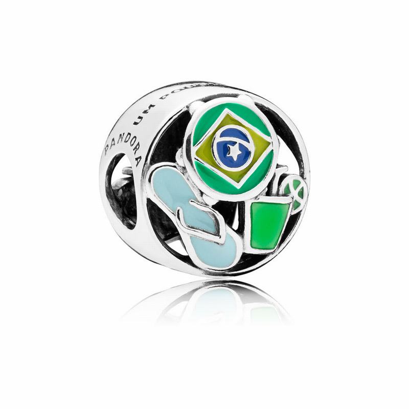 Pandora Brazil Forever Charm Ireland - Sterling Silver/Enamel/Blue - 243086ETH